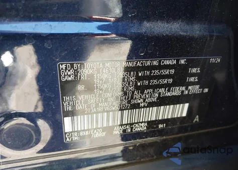 2025 Toyota Rav4 Xle Premium from USA, damaged, VIN 2T3A1RFV6SW501272